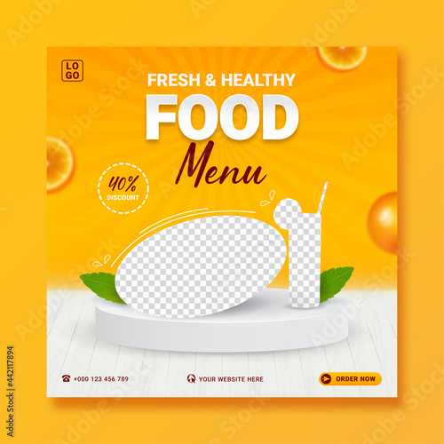 Healthy food menu social media promo banner template