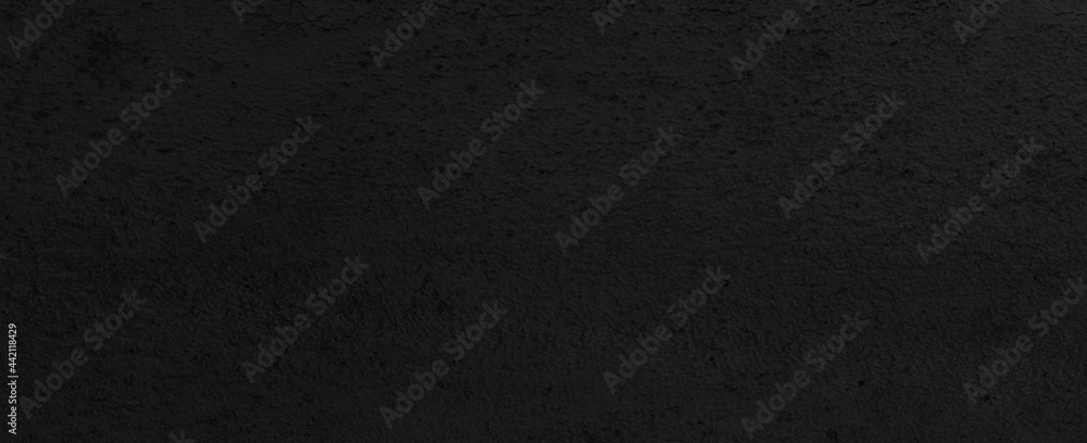 Fototapeta premium Panorama of Black grey concrete texture, Rough cement stone wall, Surface of old and dirty outdoor building wall, Abstract nature seamless background