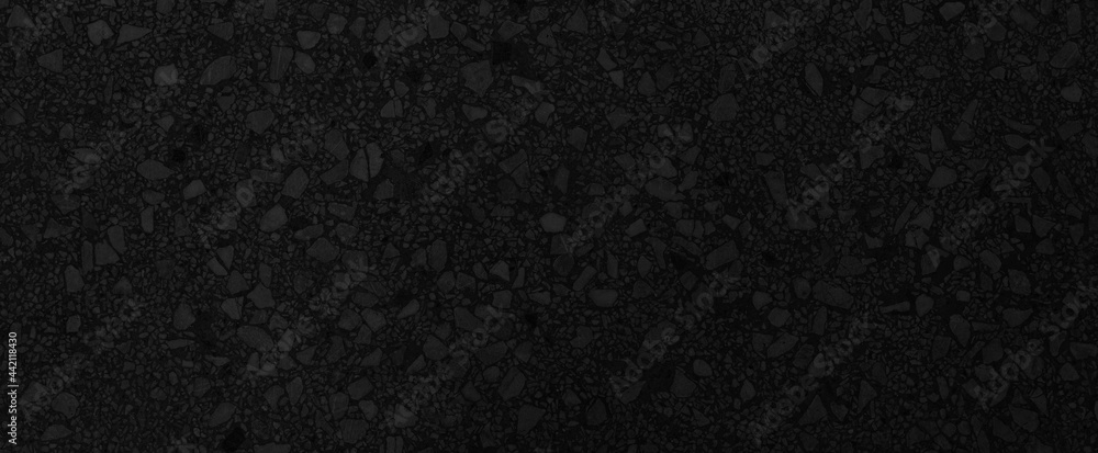 Fototapeta premium Panorama of Black polished sandstone wall texture and seamless background