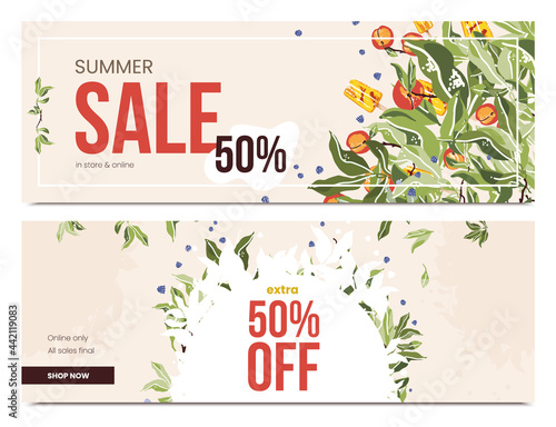 Trendy abstract summer sale templates. 