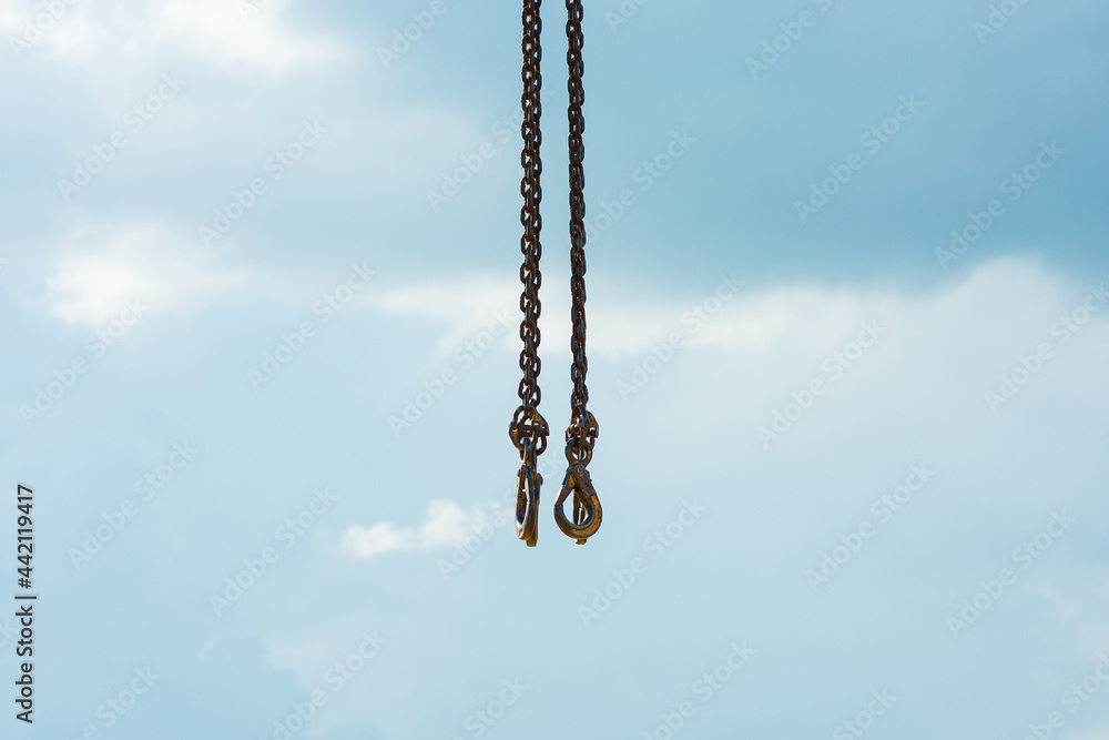 construction crane hook on sky background construction crane hook on sky background