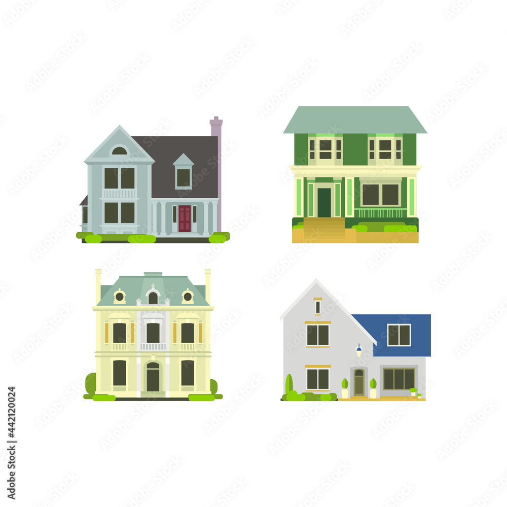 Set of Modern Houses. Vector Illustration