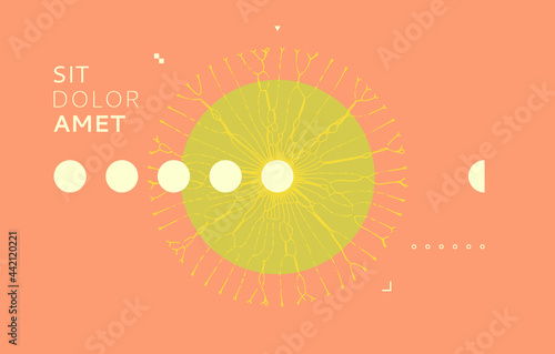 Array with dynamic particles of small particles in circle. Modern science and technology element. Abstract dotted background. Vector illustration.