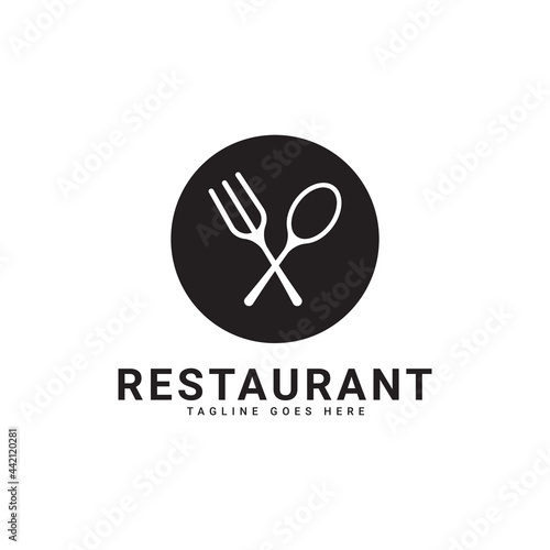 restaurant logo, there are elements of spoon, and fork