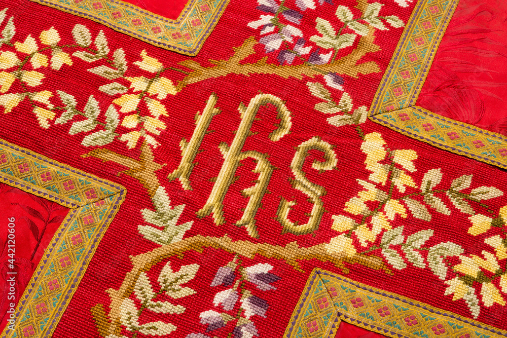 Holy IHS on vestment Holy IHS on vestment