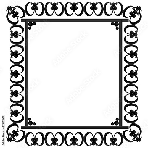 Vector frame made of ornaments and elements. Illustration on a white isolated background.