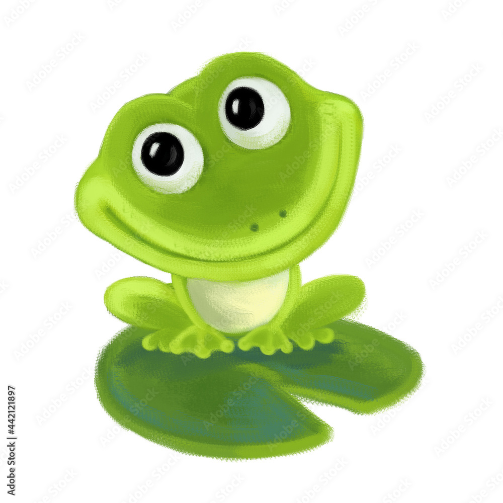 Obraz premium cartoon happy frog on white background illustration