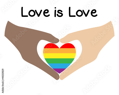 Gay pride symbol. Hands forming a heart with rainbow colors