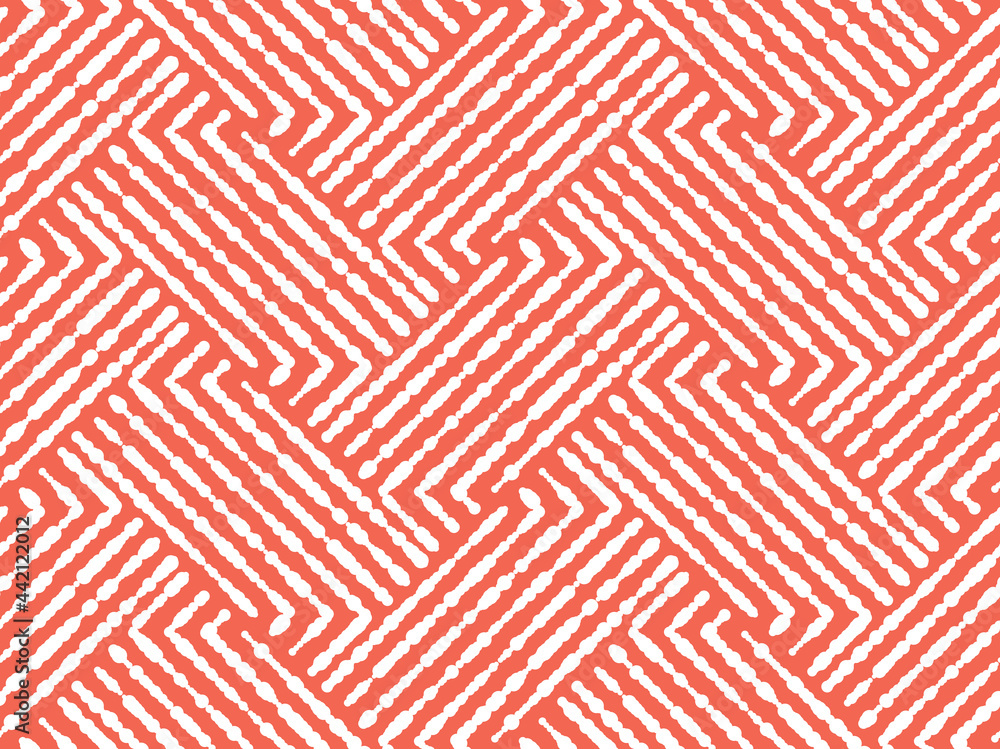 Abstract geometric pattern with stripes, lines. Seamless vector background. White and pink ornament. Simple lattice graphic design