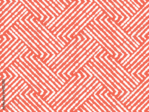 Abstract geometric pattern with stripes, lines. Seamless vector background. White and pink ornament. Simple lattice graphic design