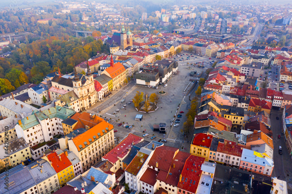 Panoramic view from above on the city Jihlava. Czech Republic