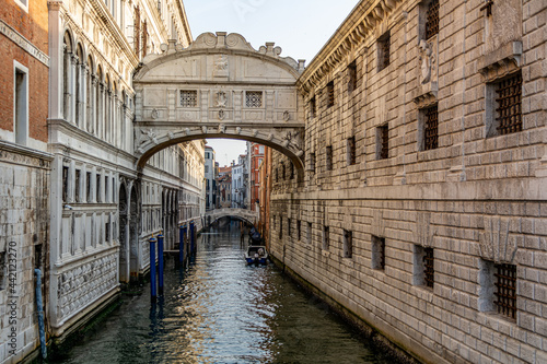 Bridge of Sighs (Ponte dei Sospiri) in Venice, Italy. The Bridge connects the Doges Palace with the historic prison of Venice