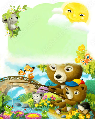Fototapeta Naklejka Na Ścianę i Meble -  cartoon animals friends and family in forest illustration
