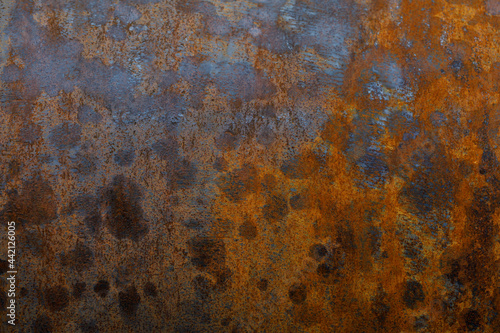 Wet and rusty iron texture. Close-up of old material.