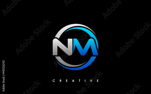 NM Letter Initial Logo Design Template Vector Illustration