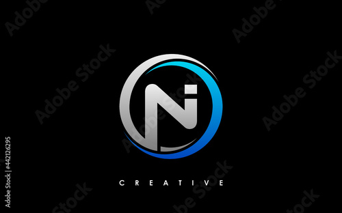 NI Letter Initial Logo Design Template Vector Illustration