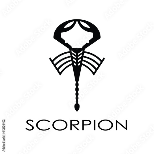 Scorpion silhouette with claw illustration of scorpio zodiac horoscope for retro classic vintage venom tattoo creative idea logo design vector