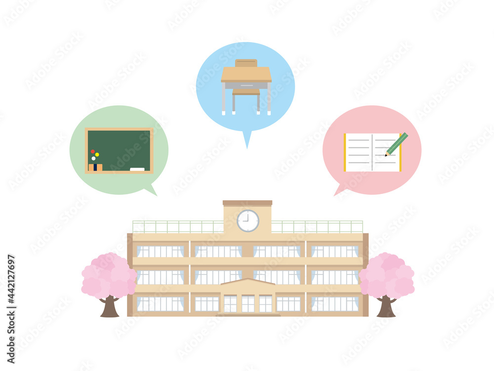 校舎 学校 建物 外観 正面 イラスト素材 Stock Vector Adobe Stock