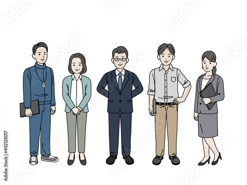 先生　教師　男女　セット　全身　イラスト素材
