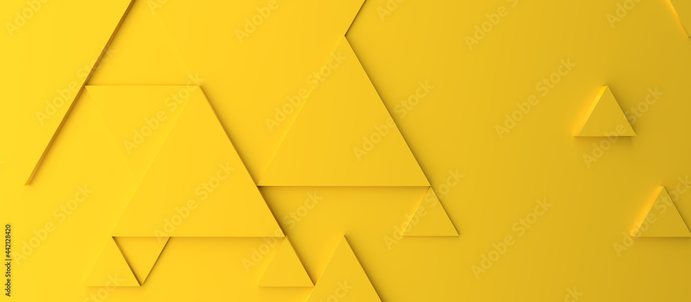 Fototapeta Abstract modern yellow triangle background using as header, 3d rendering
