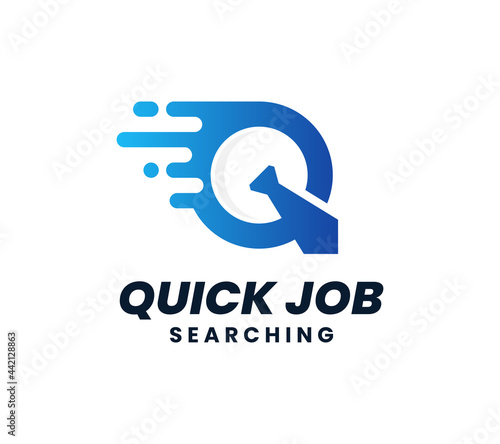 Quick Job Logo Template Design. Letter Q logo. Fast tie vector illustration