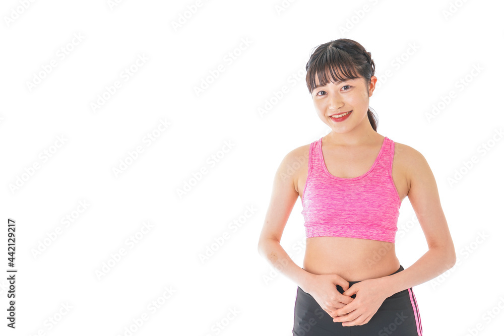 ダイエットをする若い女性 ダイエットをする若い女性