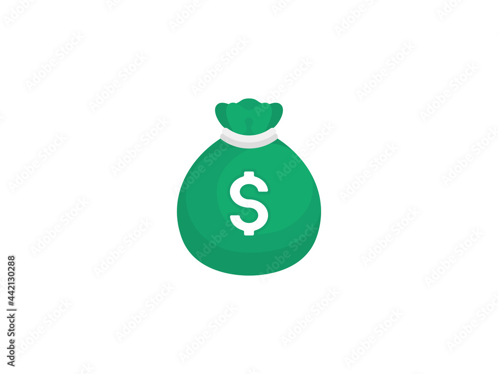 Money bag vector icon. Moneybag with dollar sign isolated on white background. Flat design vector illustration Money bag vector icon. Moneybag with dollar sign isolated on white background. Flat design vector illustration