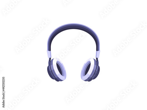 Flat headphones icon. Headphones for listening to music isolated on white background. Vector illustration