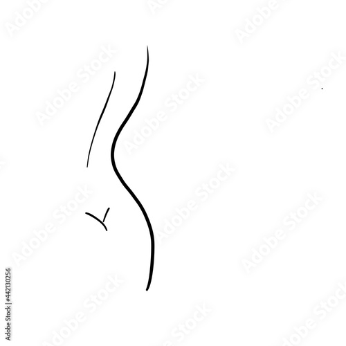 Naked young woman one line drawing style. Minimalistic background. Fashion wallpaper