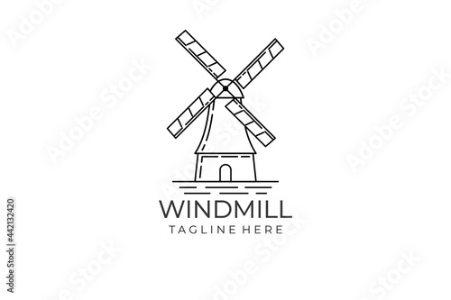 Windmill vector logo design concept