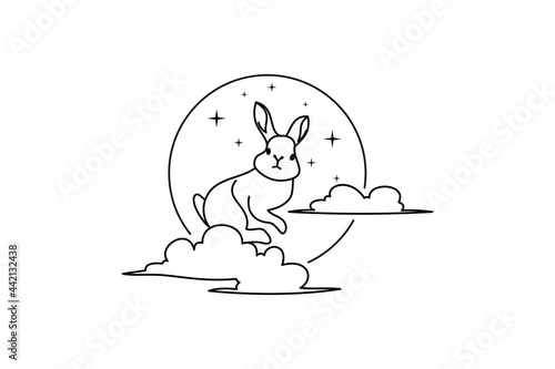 Rabbit moon logo illustration design.