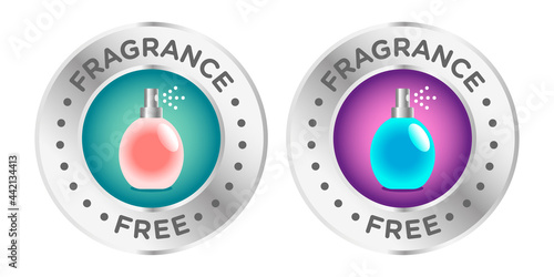 Fragrance free round badge vector design, perfume bottle