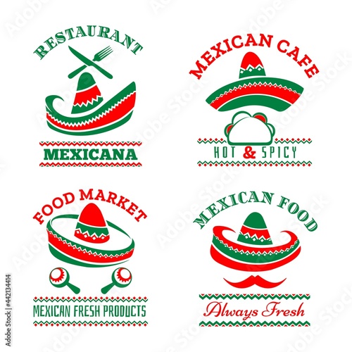 Isolated mexican restaurant logos