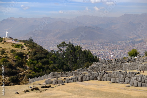 Peru Cusco - View of the walls of Sacsayhuaman with stonework - Saqsaywaman photo