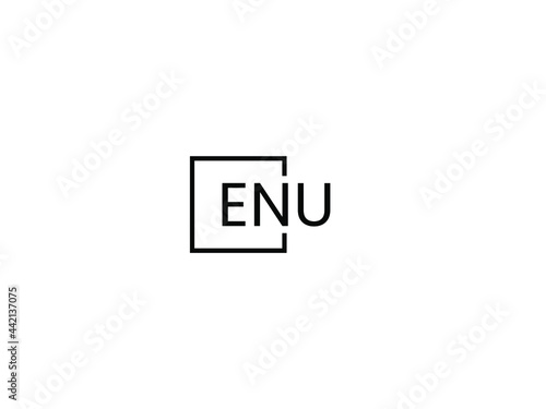 ENU Letter Initial Logo Design Vector Illustration