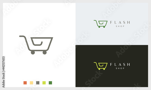 shop or trolley logo template with simple shape