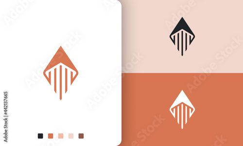 rocket or compass logo in simple and modern shape