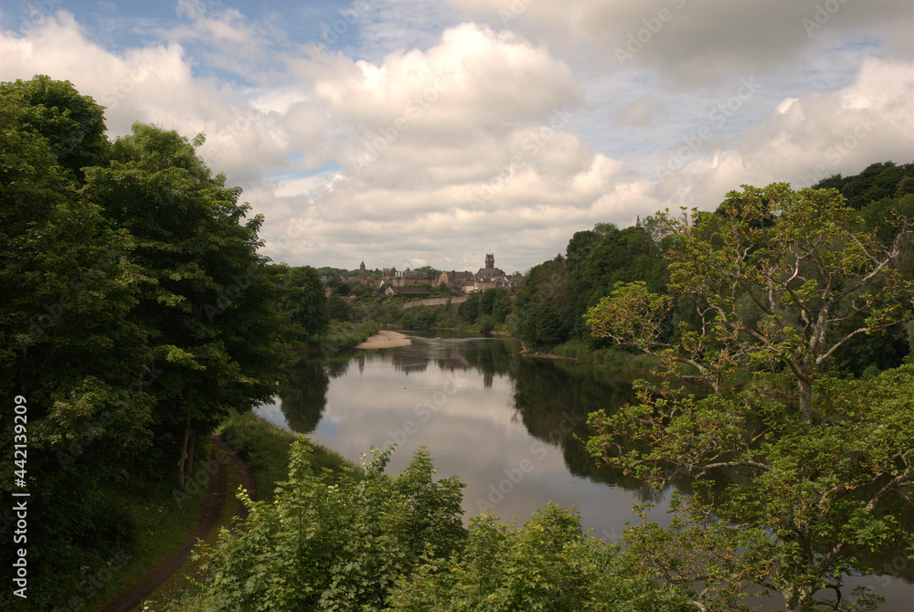 view of river tweed at Coldstream in summer