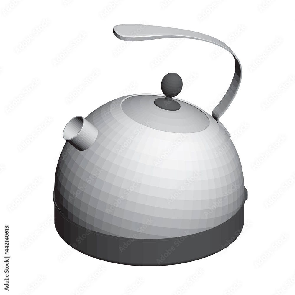 Fototapeta premium White teapot isolated on a white background. 3D. Vector illustration