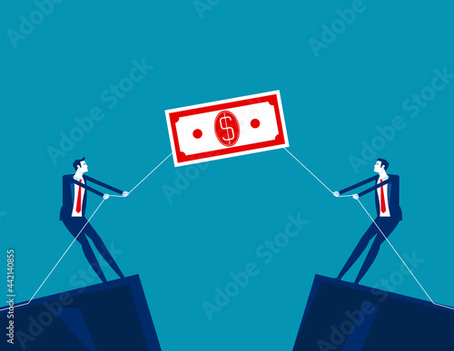 Business competition, People pulling dollar as symbol of fighting
