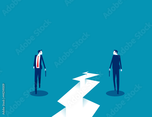 Business individual walk direction. Walk forward and come back