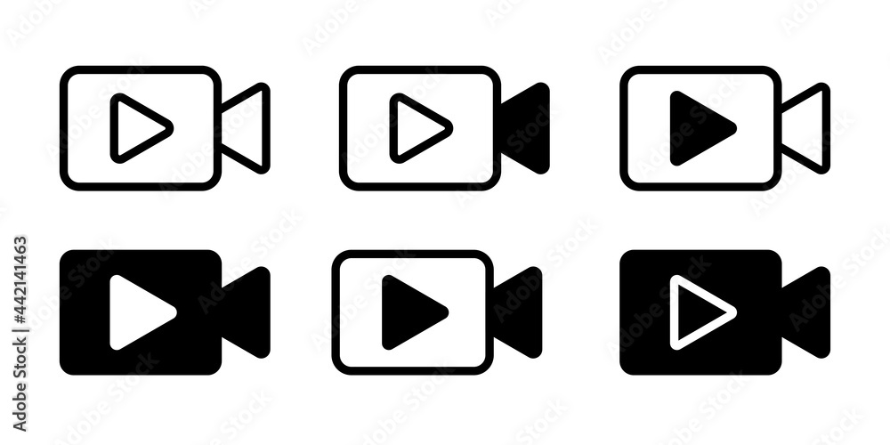 Video Camera symbol icon. Movie or Cinema sign. Multimedia symbol. Streaming icon. Video Camera symbol icon. Movie or Cinema sign. Multimedia symbol. Streaming icon.