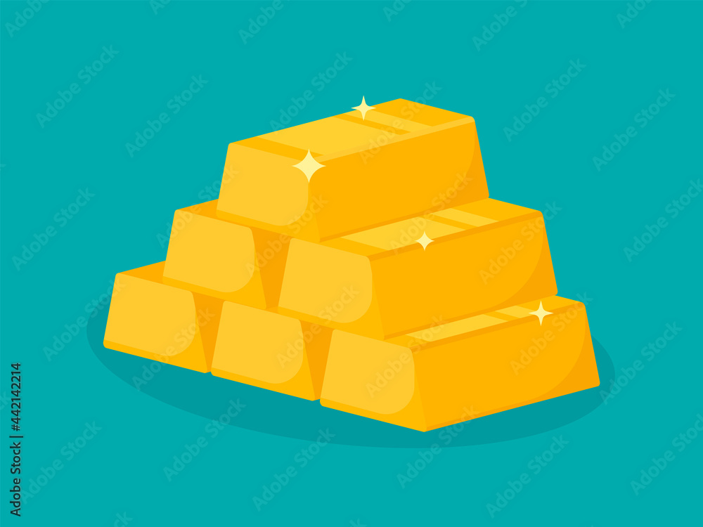 Gold bars or ingot. Flat style isometric icon. Vector illustration. Gold bars or ingot. Flat style isometric icon. Vector illustration.
