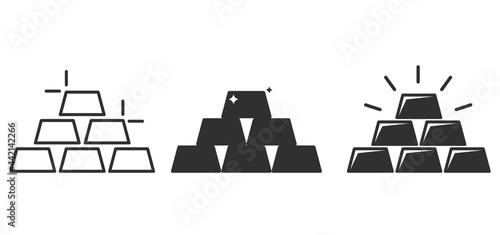 Set of gold bar icons. Business Trading Finance. Gold bars or ingot. Vector illustration.