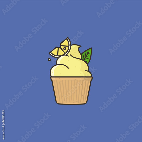 Lemon cupcake vector illustration