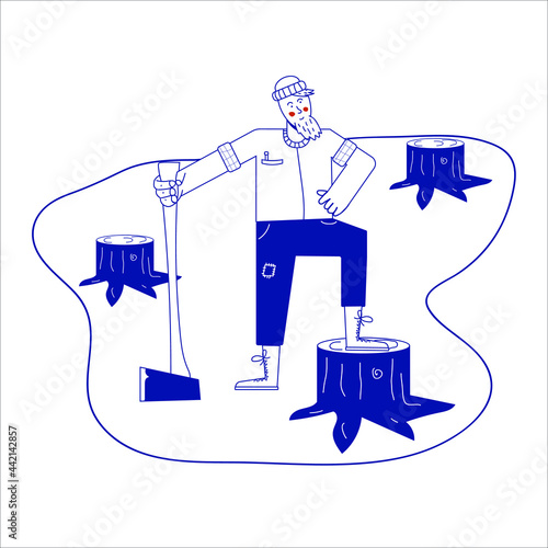 forester man sketch icon vector. Hand drawn blue doodle line art forester man sign. isolated symbol illustration.