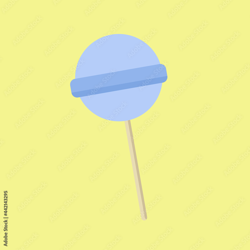 Candy cane lollipop blue on a green background. Vector minimalism illustration. Candy cane lollipop blue on a green background. Vector minimalism illustration.
