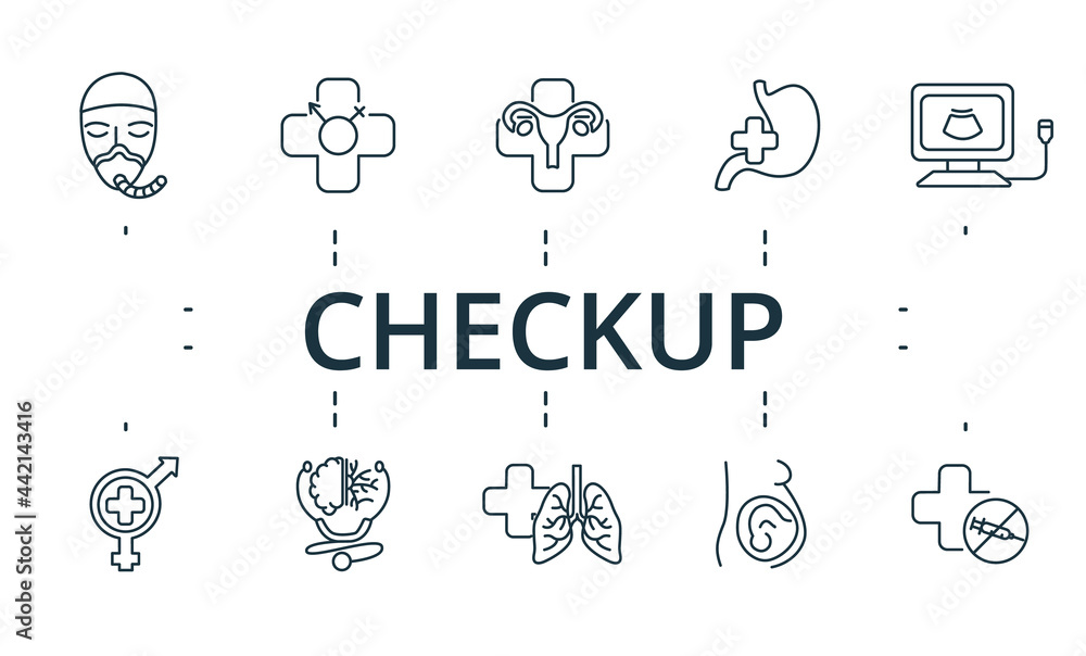 Checkup icon set. Contains editable icons theme such as gynecology, sexology, narcology and more.