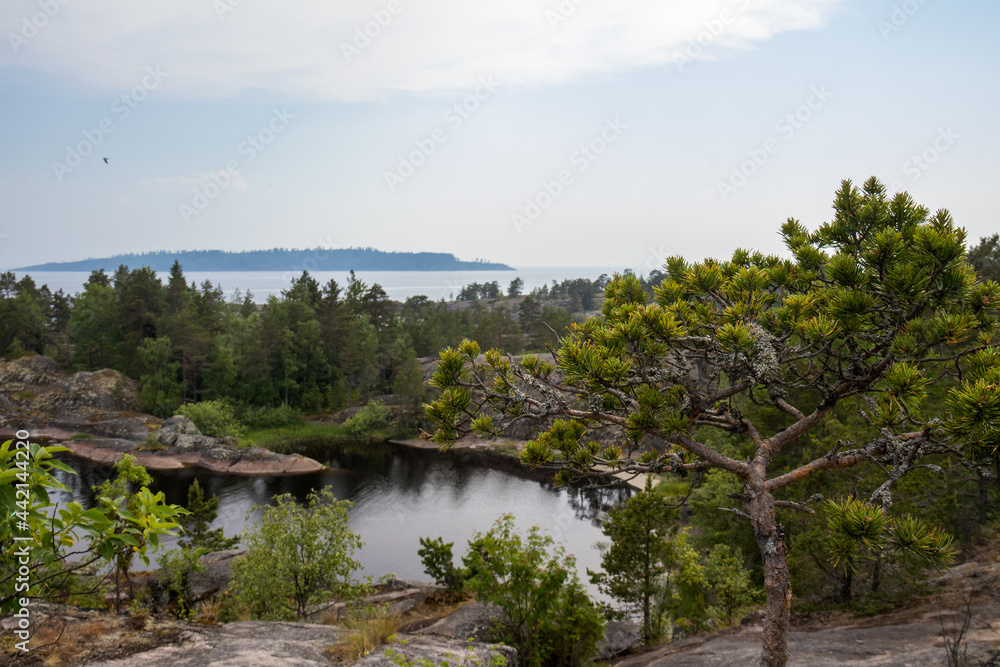 Wild rocky coast of Lake Ladoga in Karelia Wild rocky coast of Lake Ladoga in Karelia