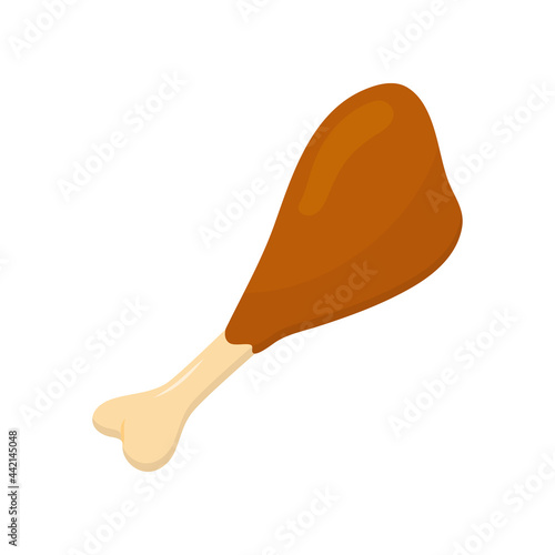 Fried chicken leg. Roasted drumstick. Vector illustration